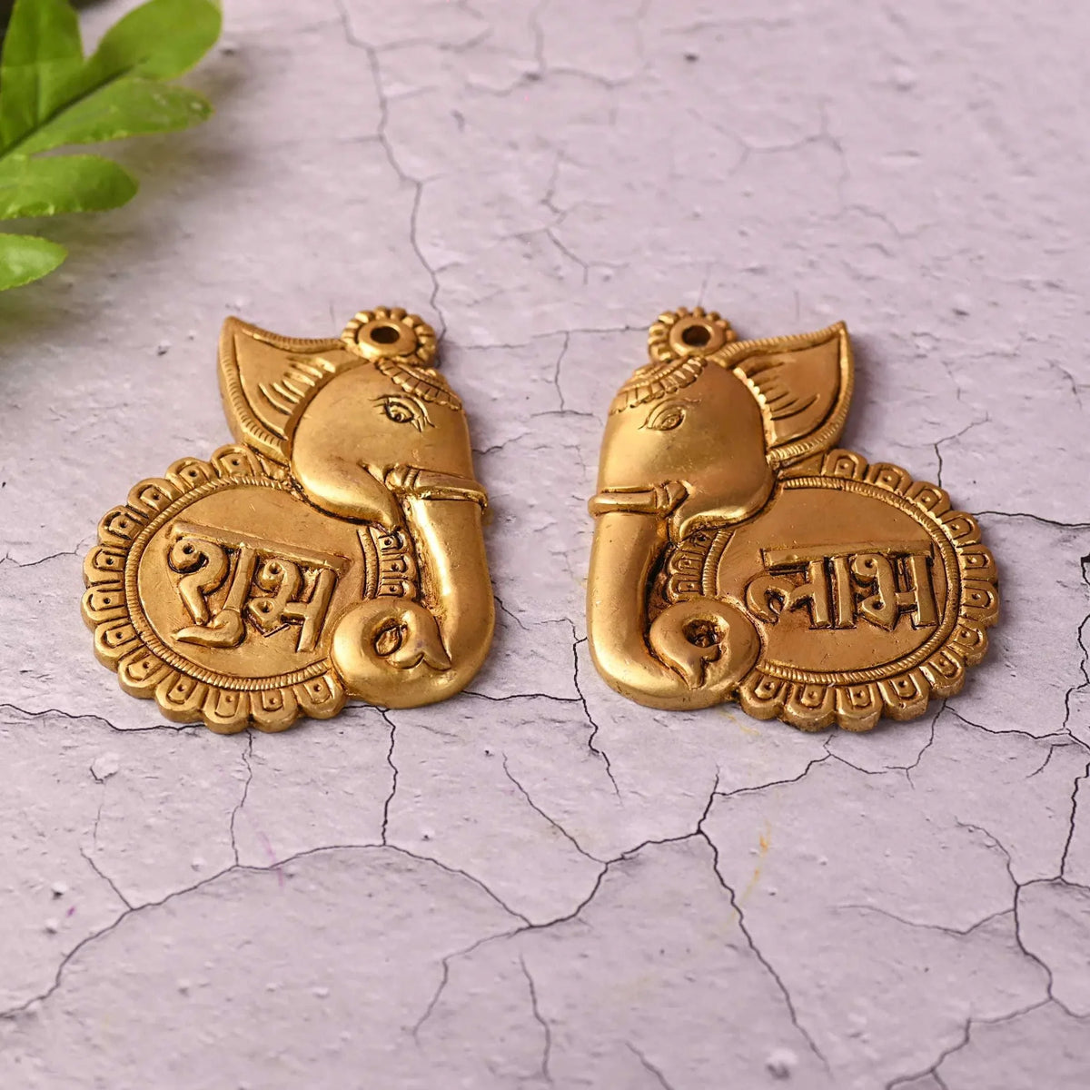 Brass Elephant Shubh Labh Wall Hanging Set (4 Inch) Vedansh Craft