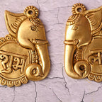 Brass Elephant Shubh Labh Wall Hanging Set (4 Inch) Vedansh Craft
