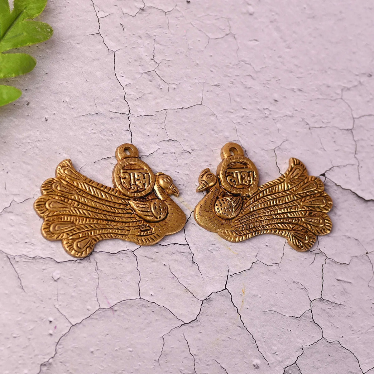 Brass Peacock Shubh Labh Wall Hanging Set (2.8 Inch) Vedansh Craft