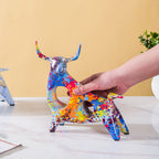 Bull Sculpture Resin Multicolour 8 Inch Nestasia