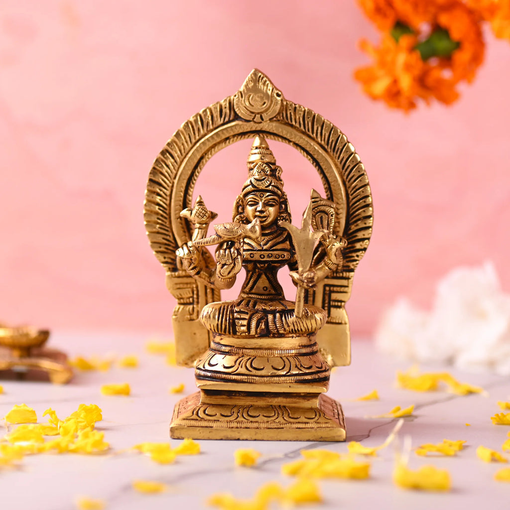 Brass Throne Sitting Rajarajeshwari Devi Idol (6 Inch) Vedansh Craft