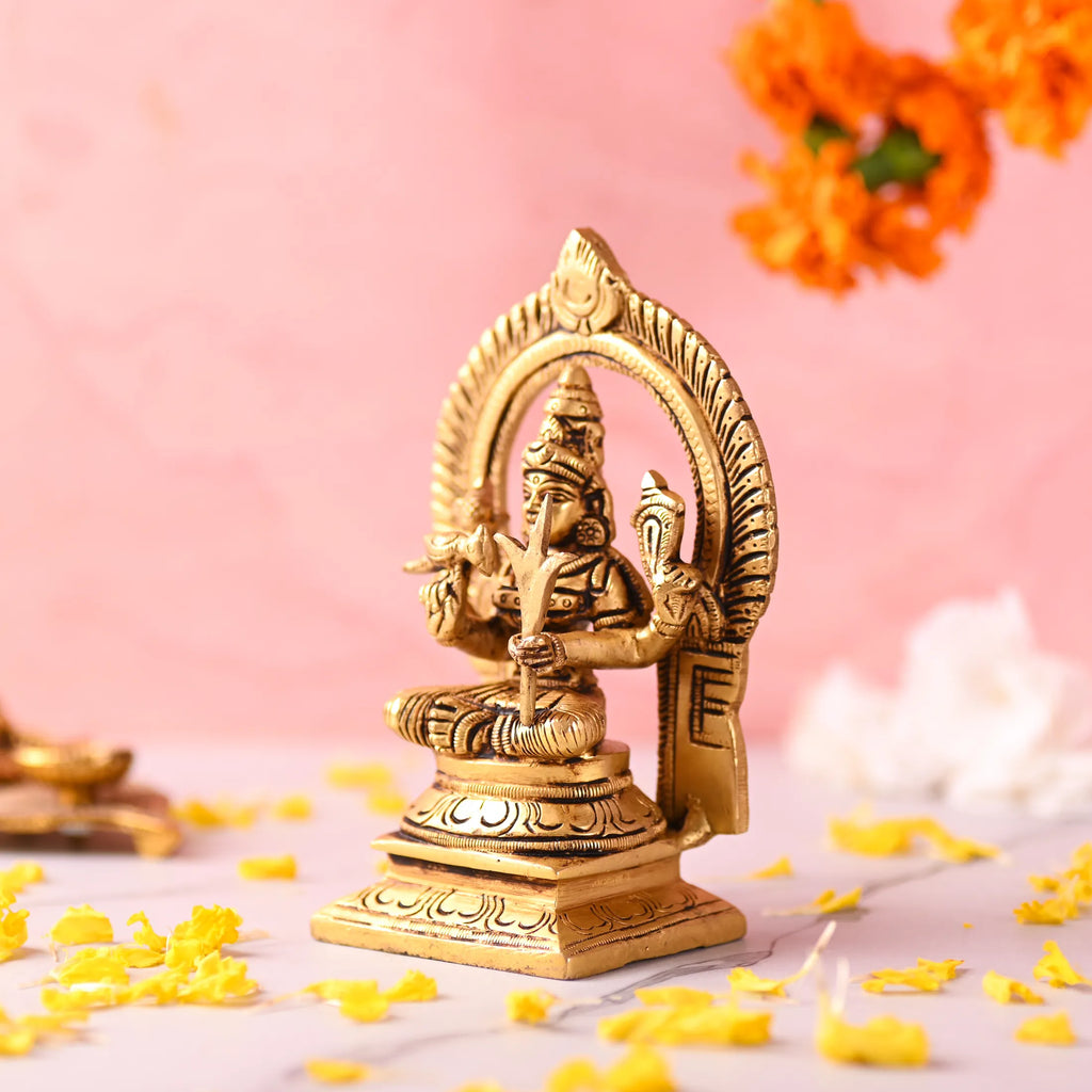 Brass Throne Sitting Rajarajeshwari Devi Idol (6 Inch) Vedansh Craft
