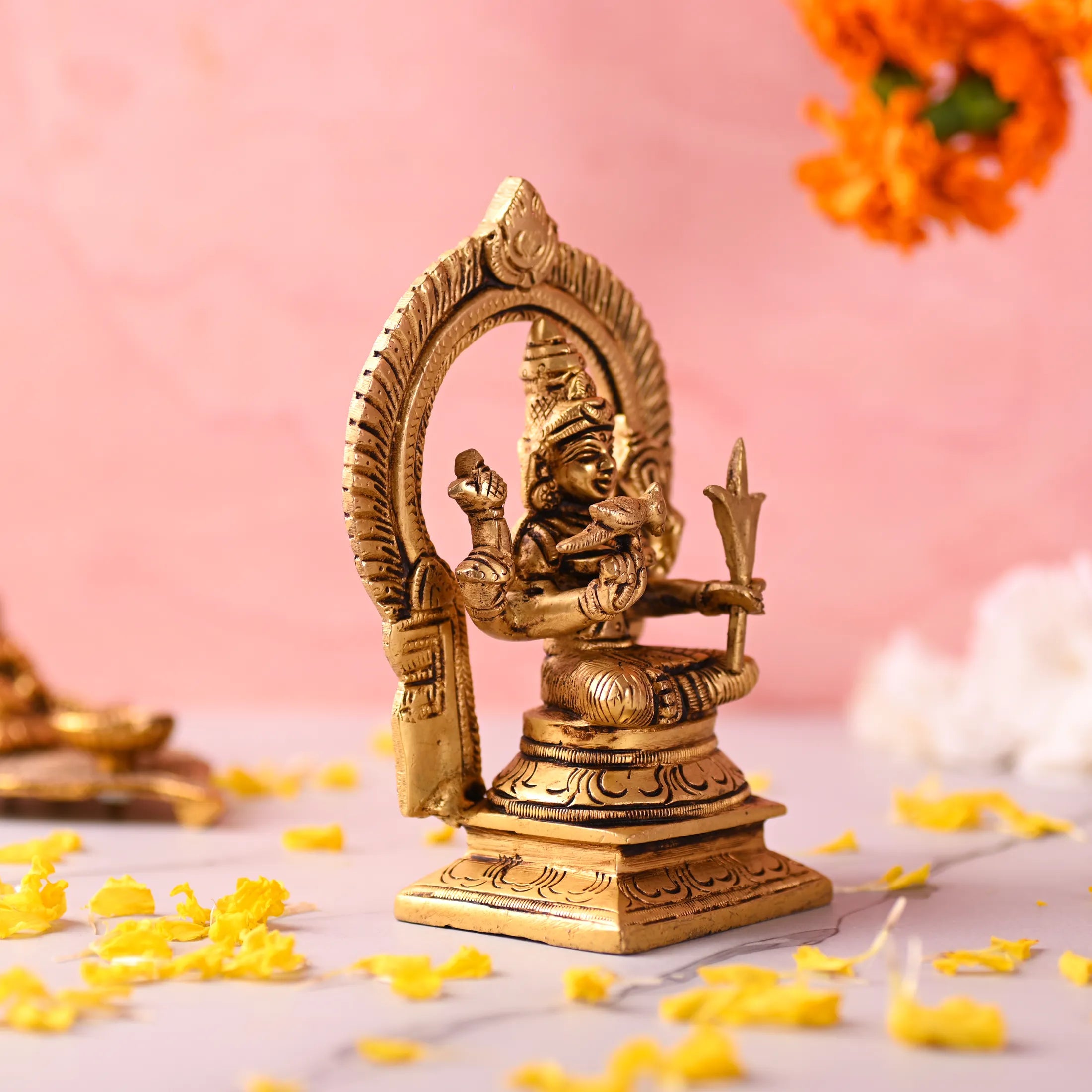 Brass Throne Sitting Rajarajeshwari Devi Idol (6 Inch) Vedansh Craft