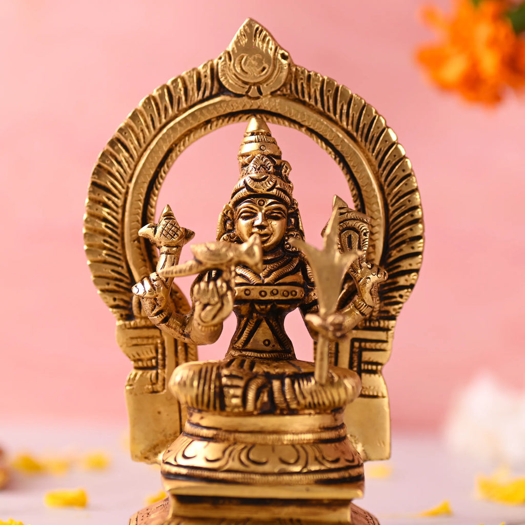 Brass Throne Sitting Rajarajeshwari Devi Idol (6 Inch) Vedansh Craft