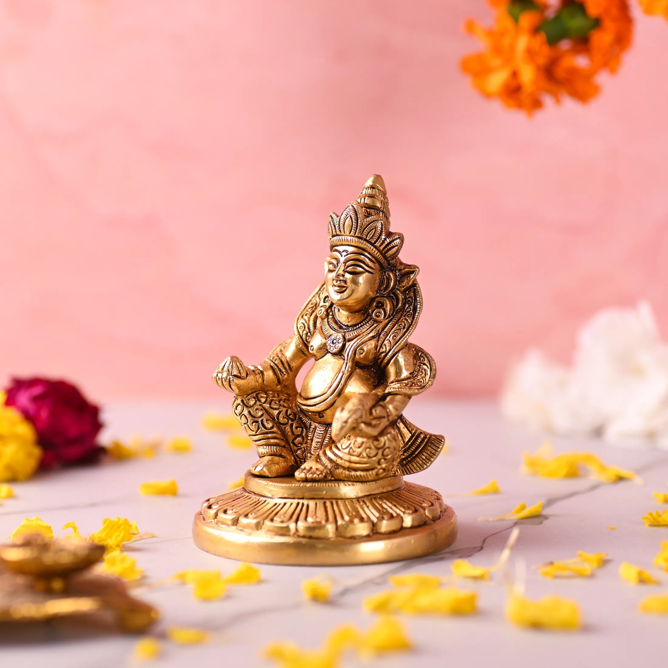 Brass Superfine Sitting Kuber Maharaj Idol (4.5 Inch) Vedansh Craft