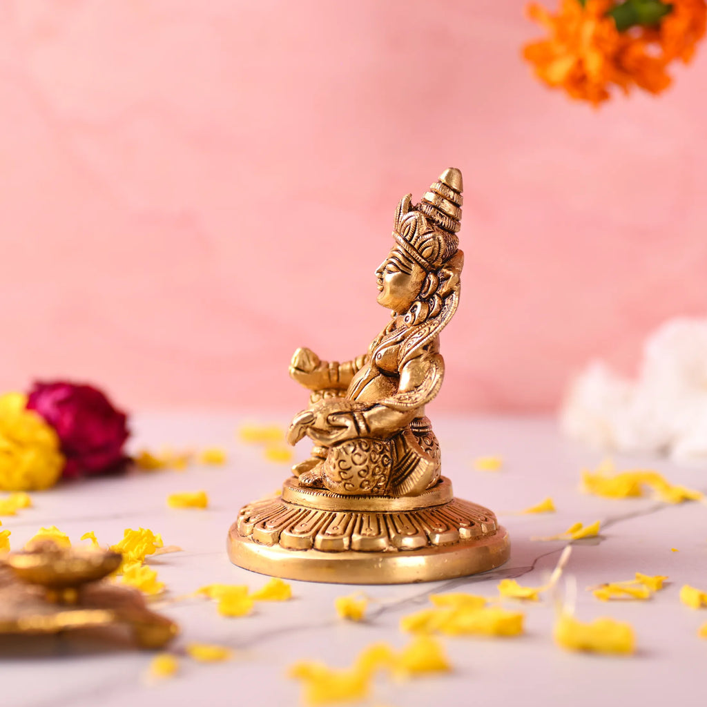 Brass Superfine Sitting Kuber Maharaj Idol (4.5 Inch) Vedansh Craft