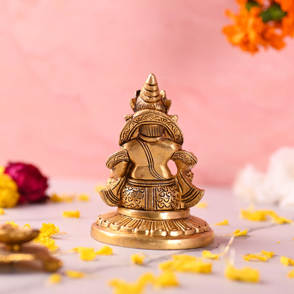 Brass Superfine Sitting Kuber Maharaj Idol (4.5 Inch) Vedansh Craft