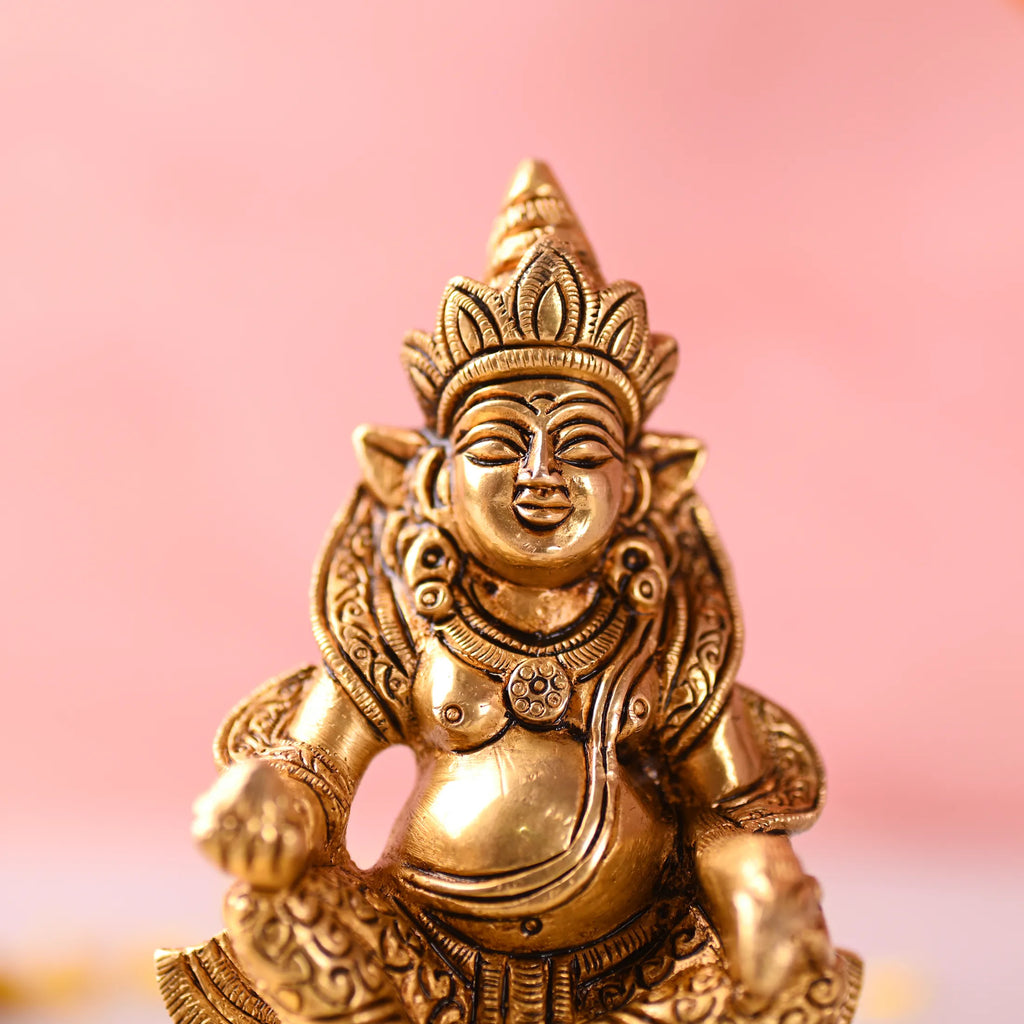 Brass Superfine Sitting Kuber Maharaj Idol (4.5 Inch) Vedansh Craft