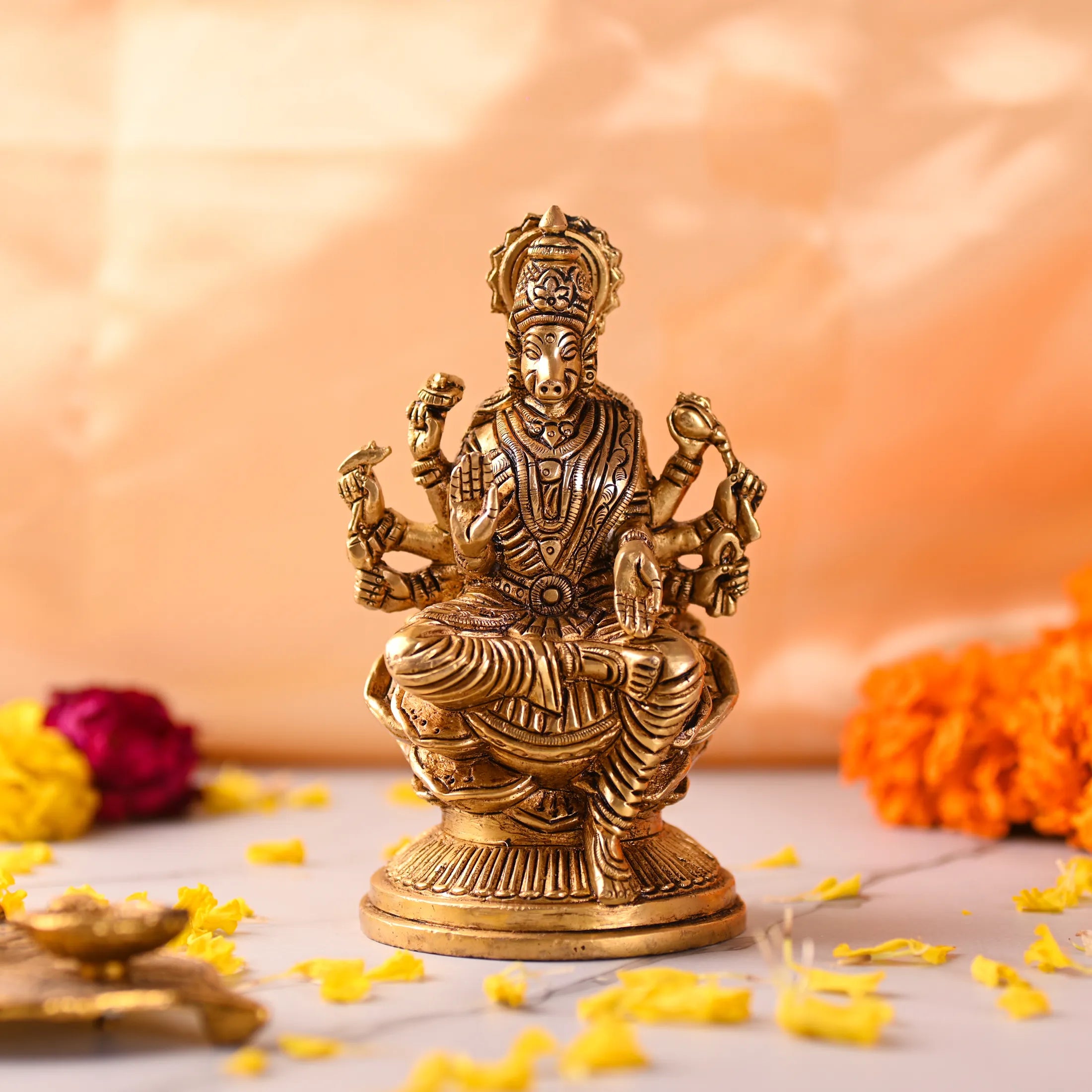Brass Sitting Varahi Devi Idol (6 inch) Vedansh Craft
