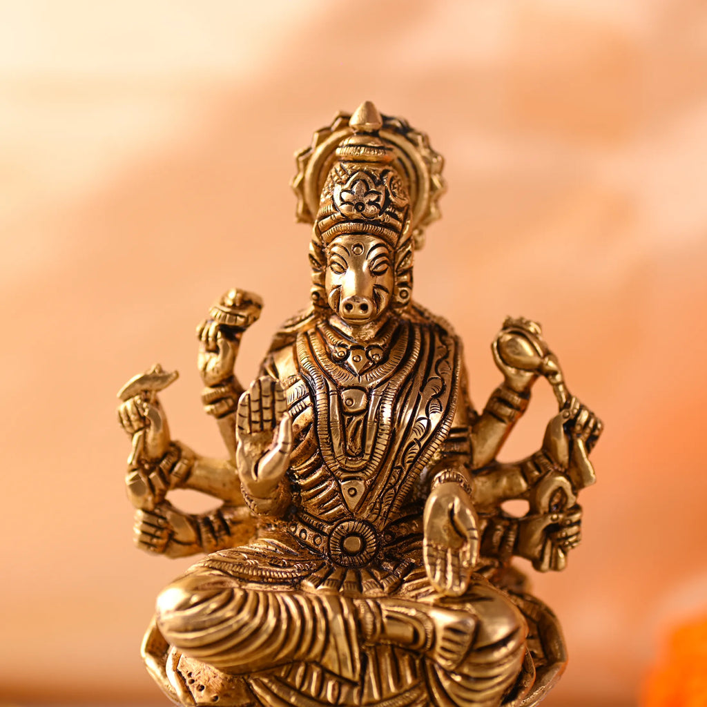 Brass Sitting Varahi Devi Idol (6 inch) Vedansh Craft