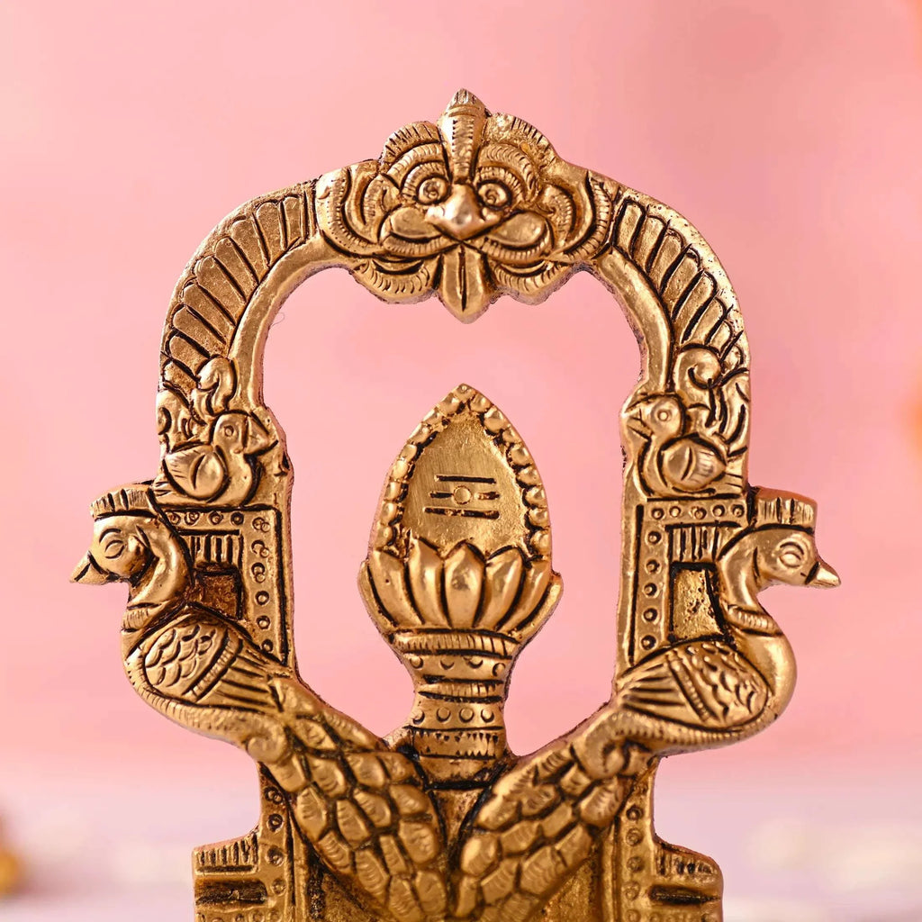 Brass Murugan Vel Arch with Peacock (4.5 inch) Vedansh Craft