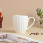 Luxe Ribbed White Coffee Mug 250 ml Nestasia