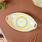 Mandala Spiral Ceramic Baking Plate With Handle Nestasia