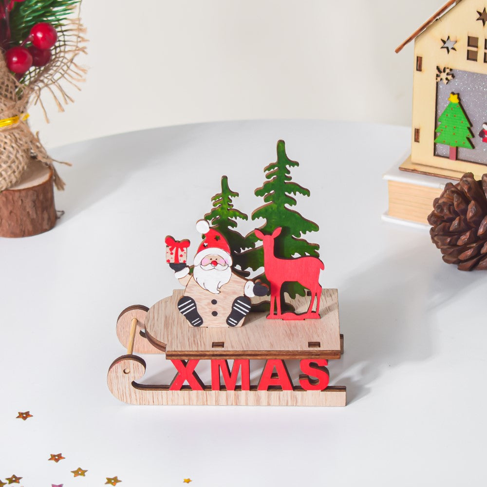 Santa Xmas DIY Wooden Sleigh Decor Nestasia