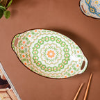 Mandala Green Criss-Cross Baking Plate With Handle Nestasia