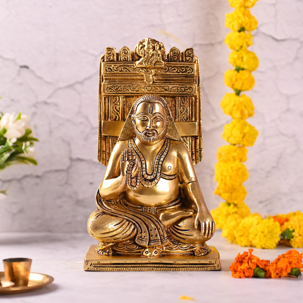 Brass Sitting Raghavendra Swamy Idol (10.5 Inch) Vedansh Craft