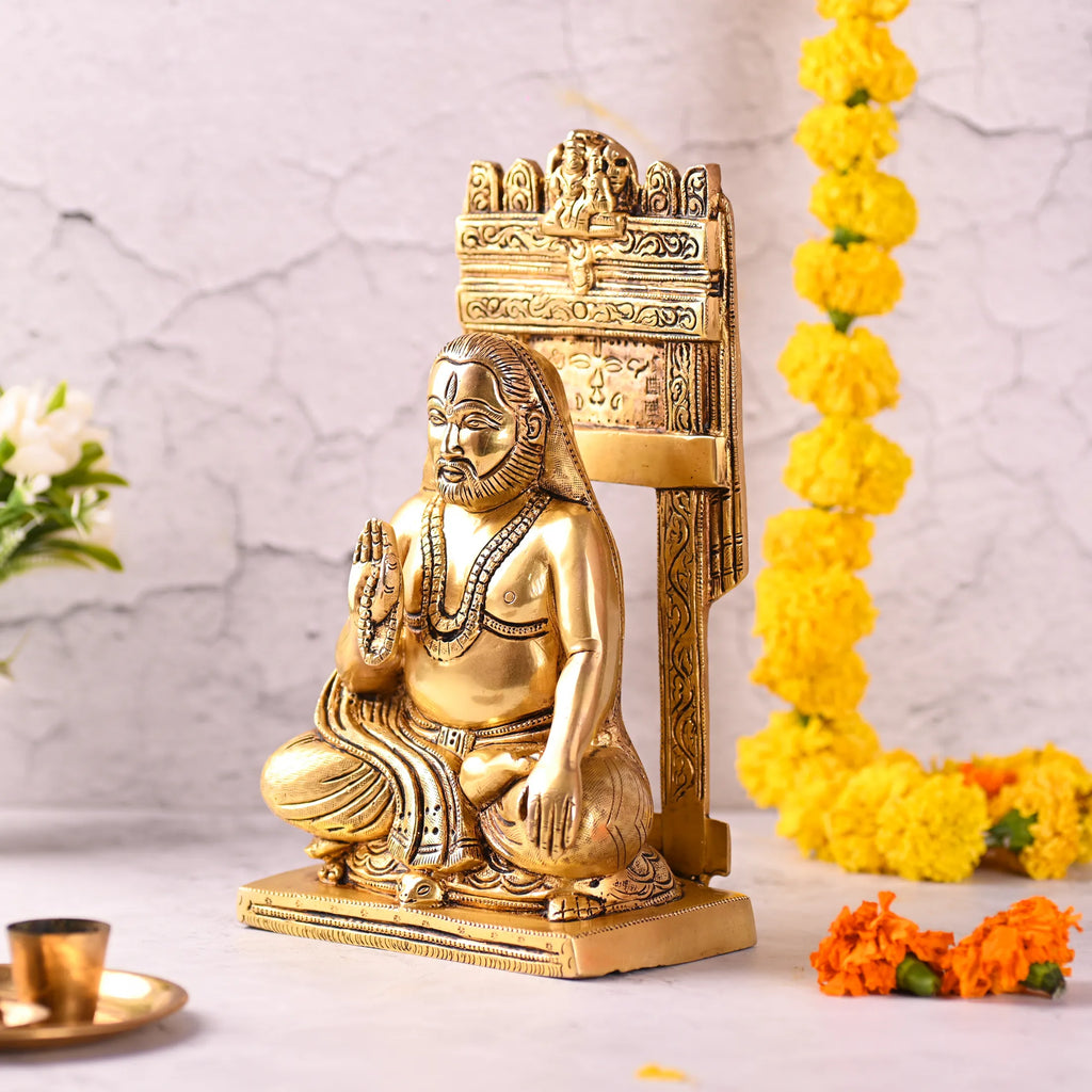 Brass Sitting Raghavendra Swamy Idol (10.5 Inch) Vedansh Craft