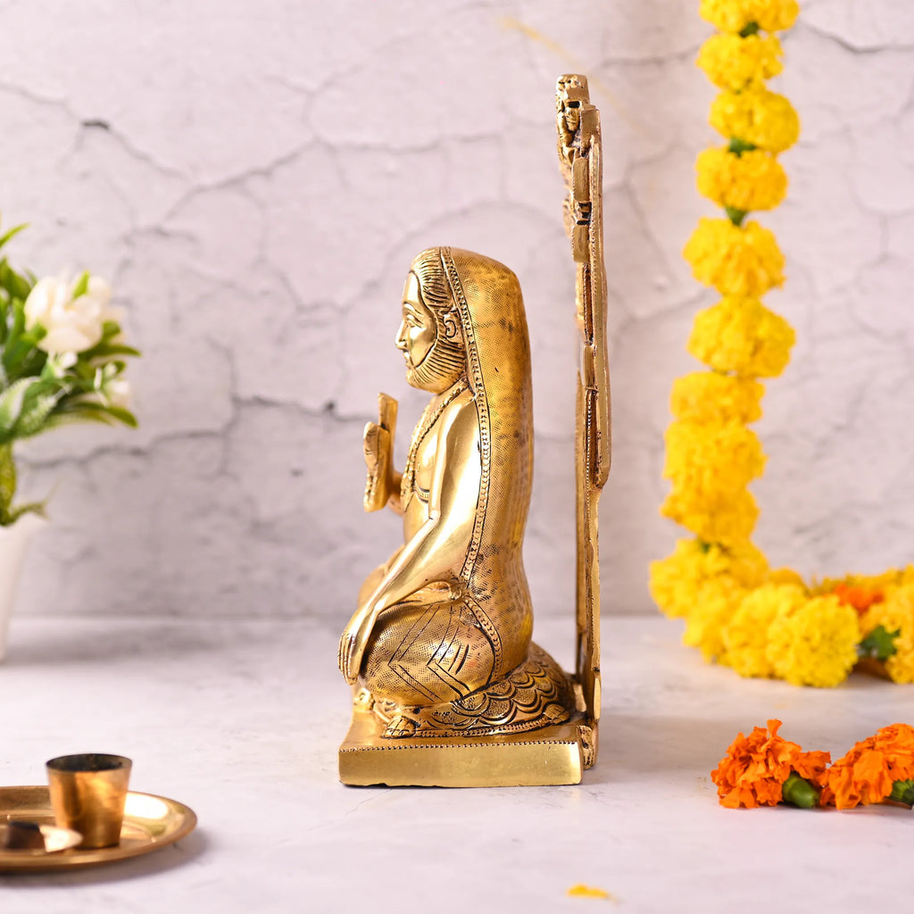 Brass Sitting Raghavendra Swamy Idol (10.5 Inch) Vedansh Craft