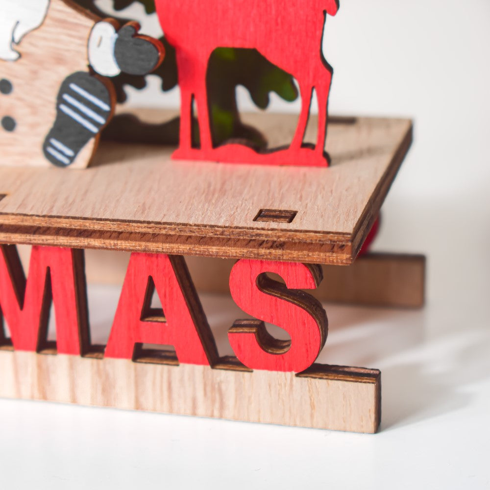 Santa Xmas DIY Wooden Sleigh Decor Nestasia