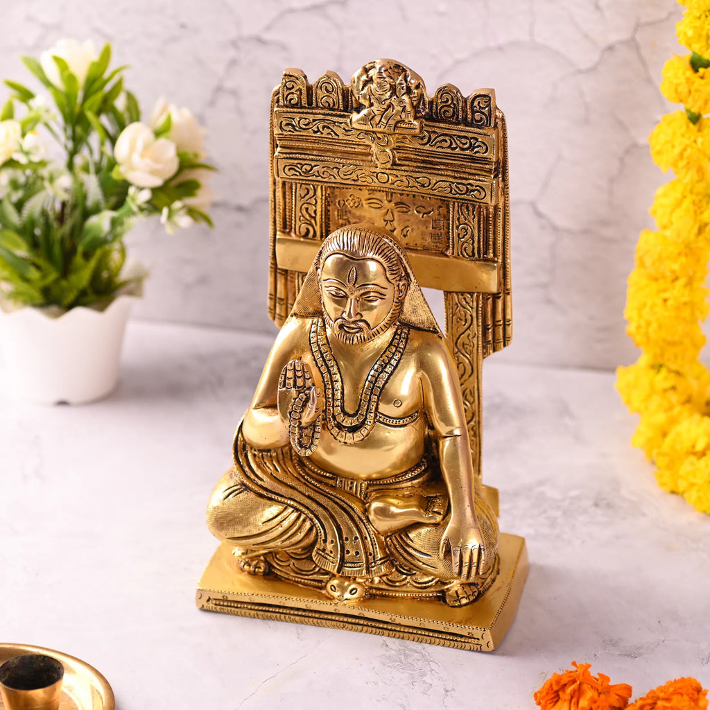 Brass Sitting Raghavendra Swamy Idol (10.5 Inch) Vedansh Craft
