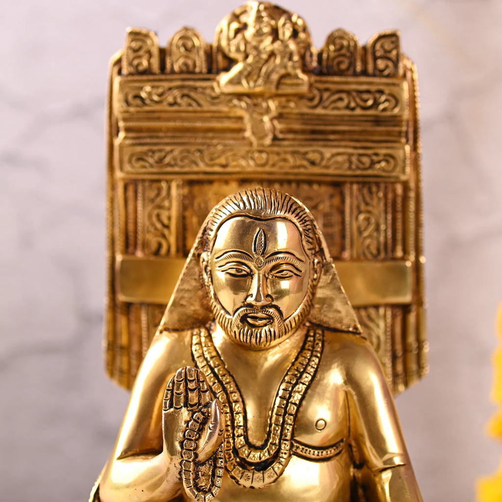 Brass Sitting Raghavendra Swamy Idol (10.5 Inch) Vedansh Craft