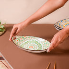 Mandala Green Criss-Cross Baking Plate With Handle Nestasia