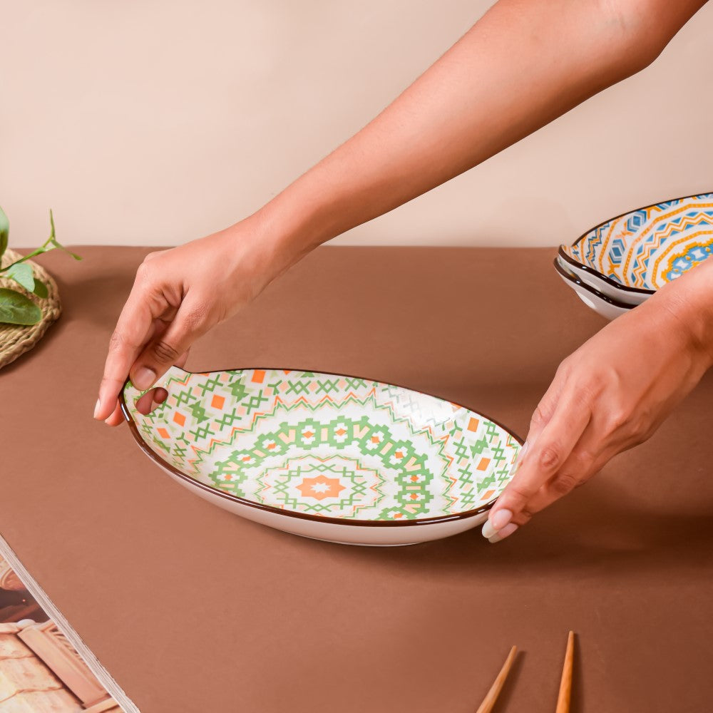 Mandala Green Criss-Cross Baking Plate With Handle Nestasia