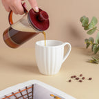 Luxe Ribbed White Coffee Mug 250 ml Nestasia