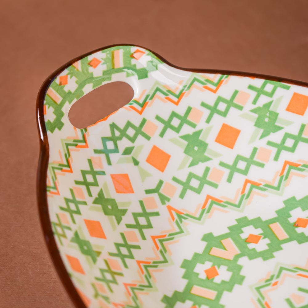 Mandala Green Criss-Cross Baking Plate With Handle Nestasia