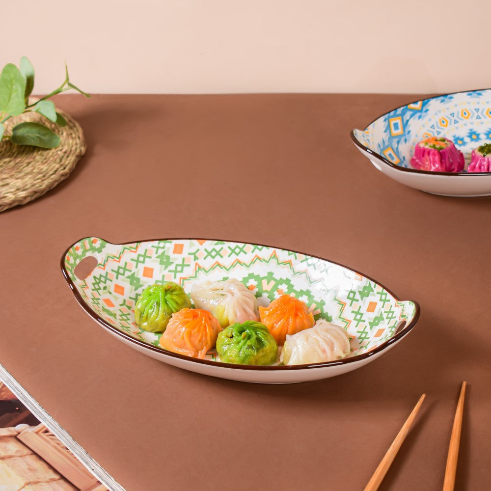 Mandala Green Criss-Cross Baking Plate With Handle Nestasia