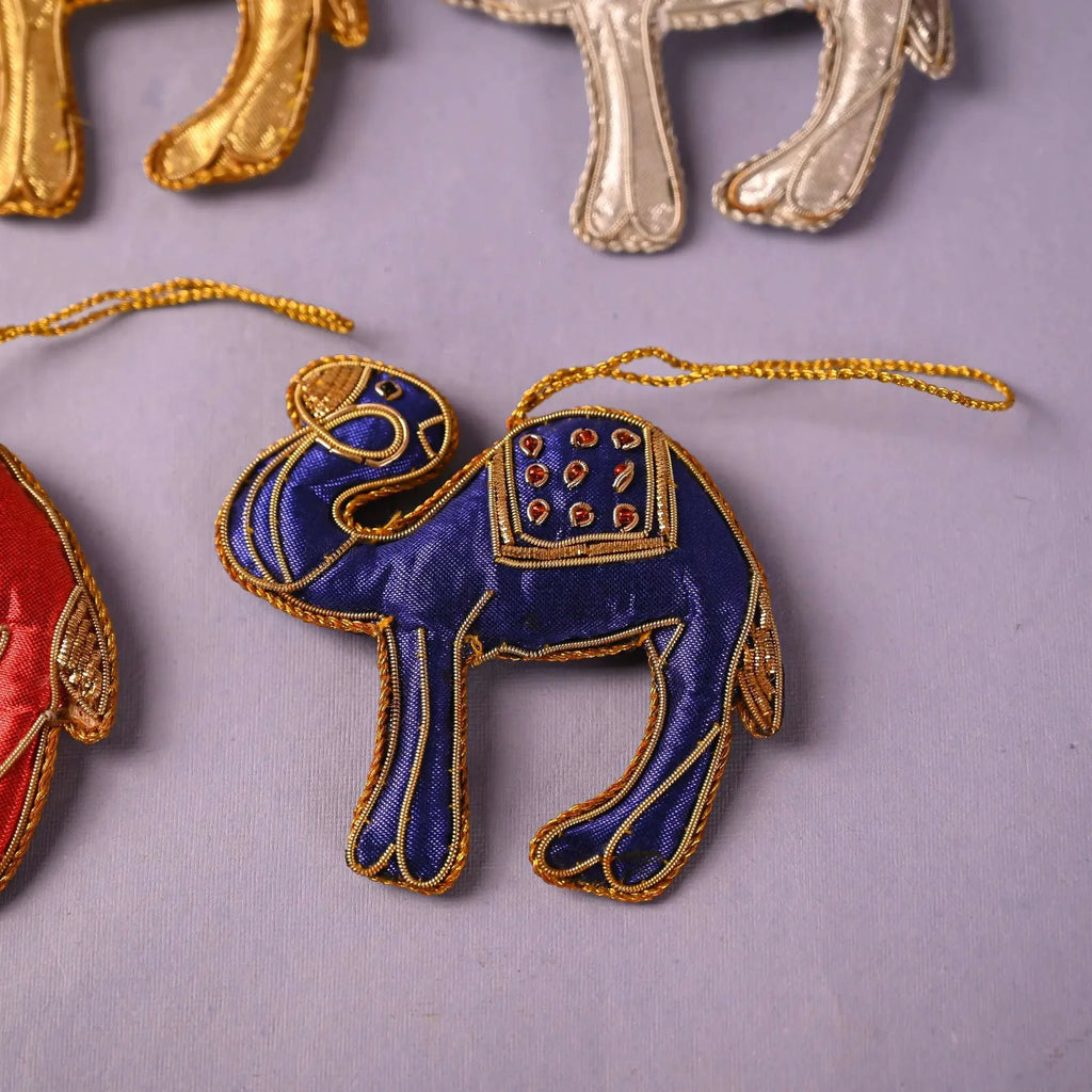 Embroidered Decorative Camel Christmas Tree Hanging Set (3.5 Inch) Vedansh Craft