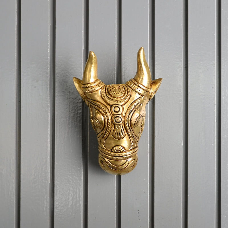 Brass Nandi Face Wall Hanging (5 Inch) Vedansh Craft
