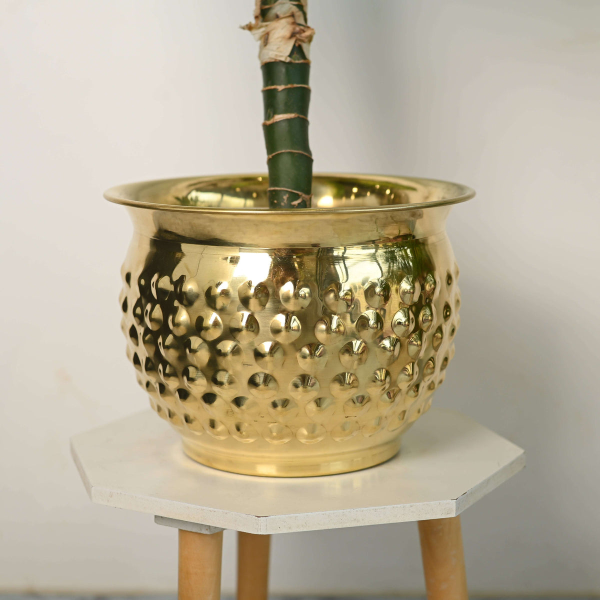 Brass Hammered Bucket Planter Pot Vedansh Craft