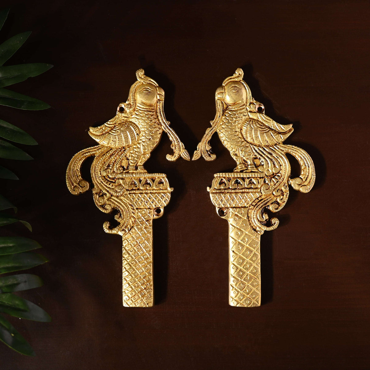 Brass Peacock & Lotus Kalash Wall Hanging Set (7.2 Inch) Vedansh Craft