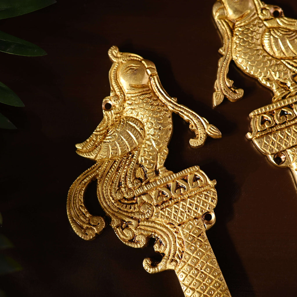 Brass Peacock & Lotus Kalash Wall Hanging Set (7.2 Inch) Vedansh Craft