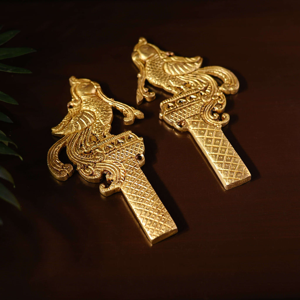 Brass Peacock & Lotus Kalash Wall Hanging Set (7.2 Inch) Vedansh Craft