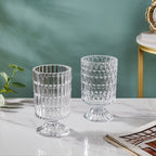Diamond Glass Pedestal Vase 7 Inch Nestasia