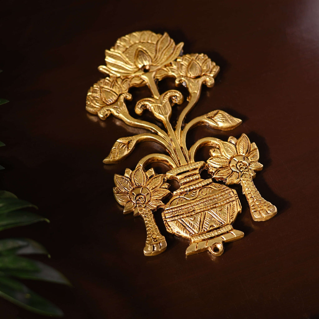 Brass Peacock & Lotus Kalash Wall Hanging Set (7.2 Inch) Vedansh Craft