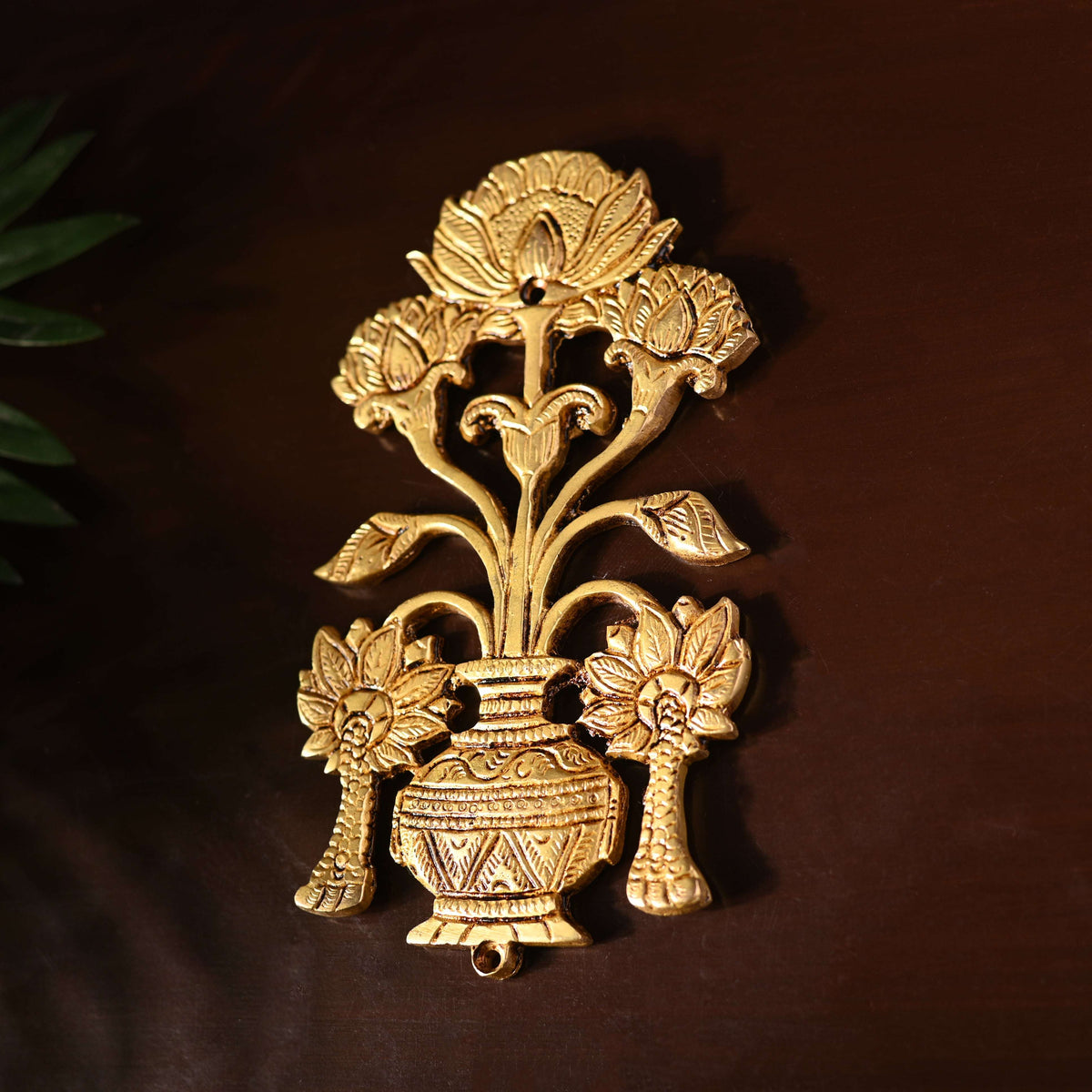 Brass Peacock & Lotus Kalash Wall Hanging Set (7.2 Inch) Vedansh Craft