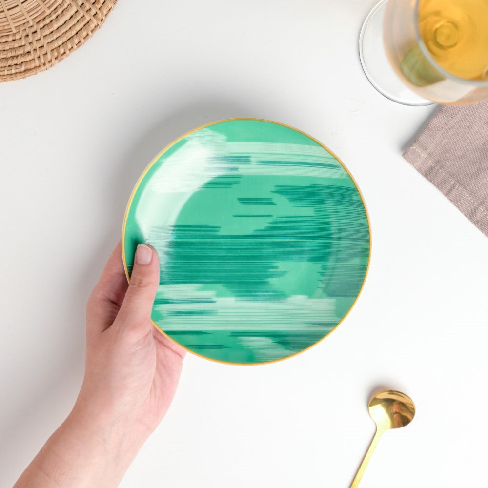 Jazz Decal Ceramic Dessert Plate Green 6 Inch Nestasia