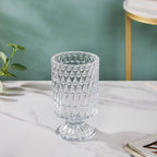 Diamond Glass Pedestal Vase 7 Inch Nestasia