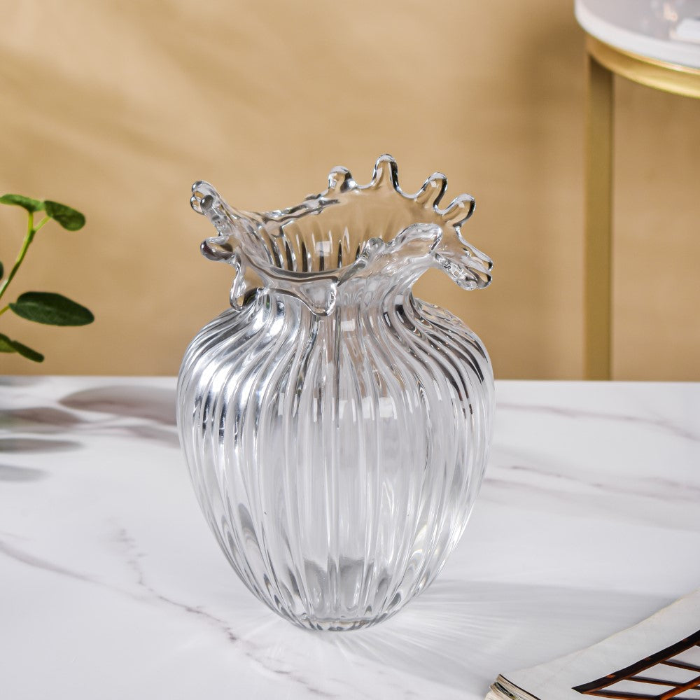 Wave Glass Flower Vase Large 8 Inch Nestasia