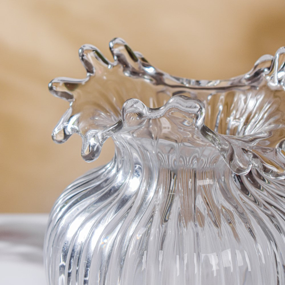 Wave Glass Flower Vase Large 8 Inch Nestasia