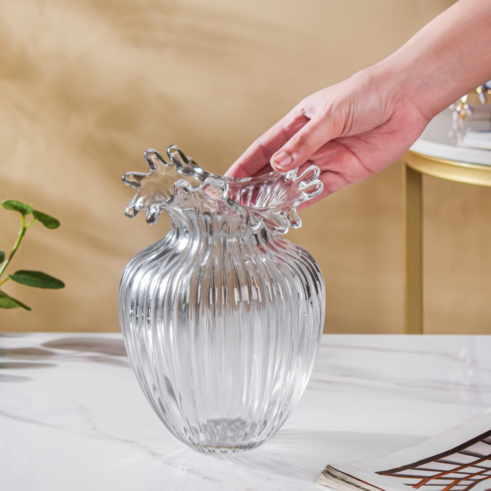 Wave Glass Flower Vase Large 8 Inch Nestasia