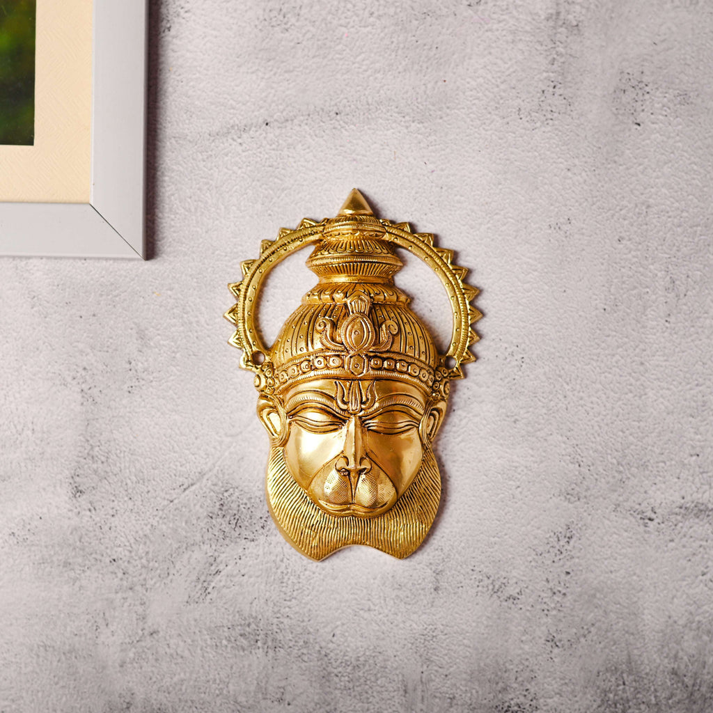 Brass Hanuman Face Wall Hanging (6.6 Inch) Vedansh Craft