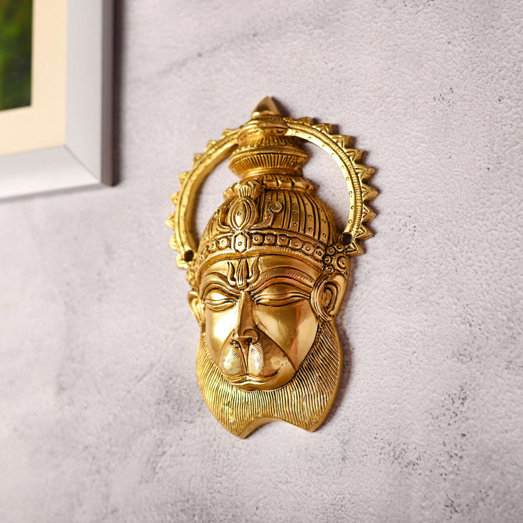 Brass Hanuman Face Wall Hanging (6.6 Inch) Vedansh Craft