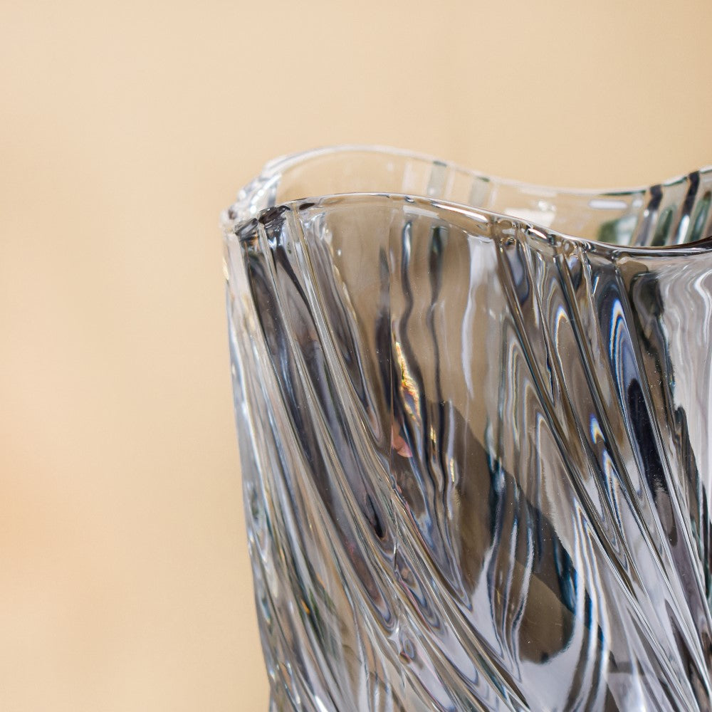Spiral Winds Glass Flower Vase Grey Small 9 Inch Nestasia