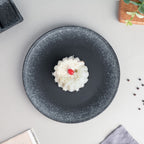 Galaxy Stone Pottery Dinner Plate Black White 10 Inch Nestasia