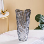 Spiral Winds Glass Flower Vase Grey Large 11 Inch Nestasia
