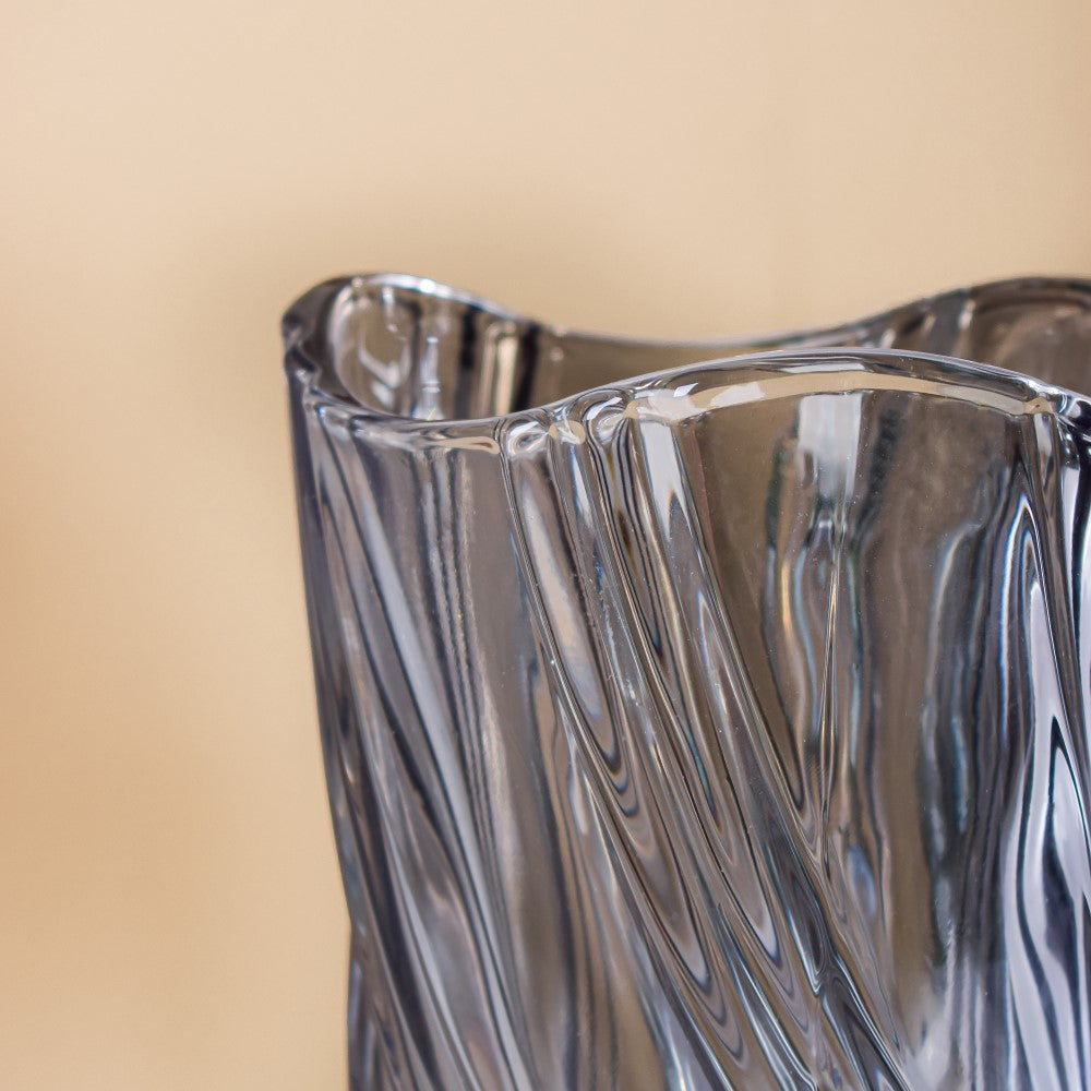 Spiral Winds Glass Flower Vase Grey Large 11 Inch Nestasia